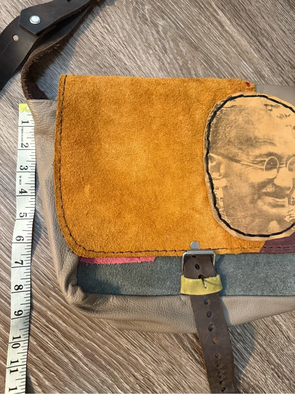 Unique multi color leather bag